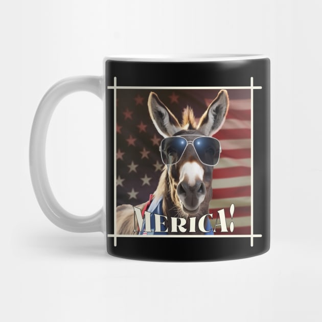 Funny Patriotic Donkey MERICA! Happy Birthday America! by webbjuliannamarie@gmail.com